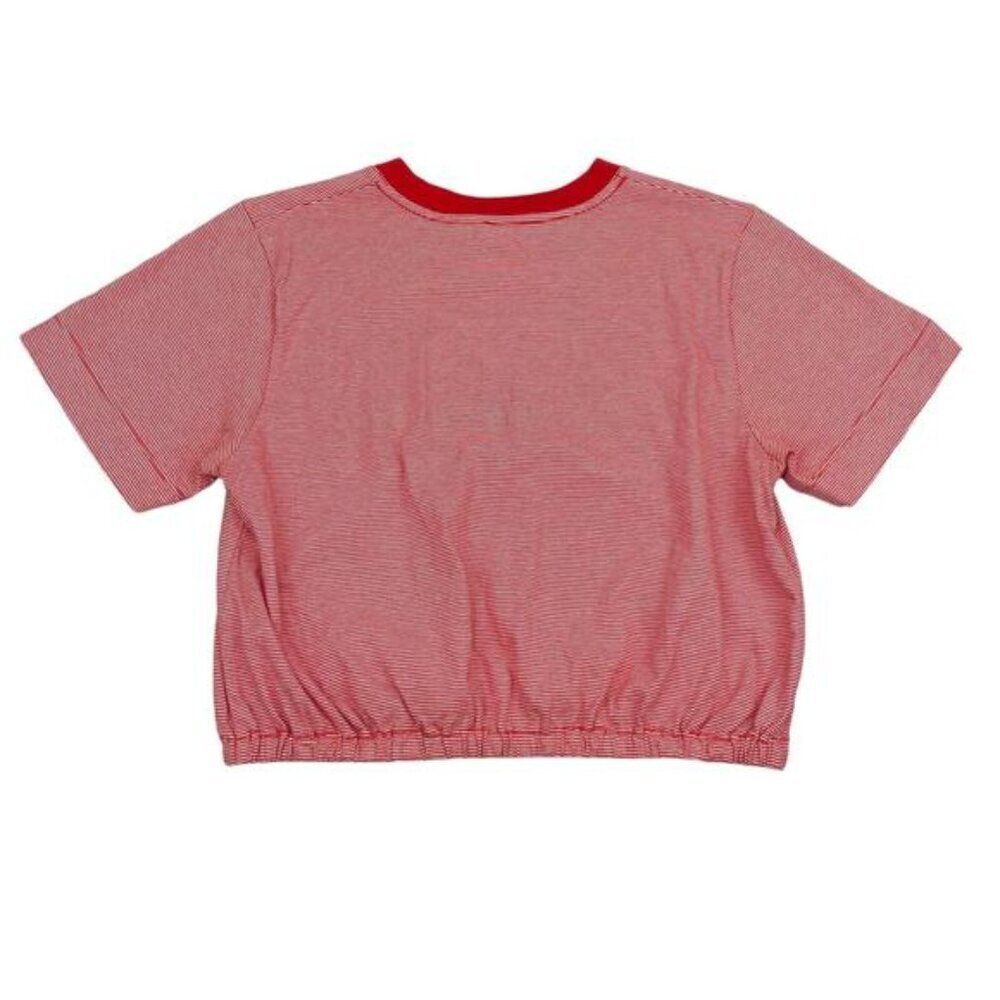 WILFRED Aritzia Piaf Striped Crop T-Shirt Sz Medium Orange - Picture 4 of 4